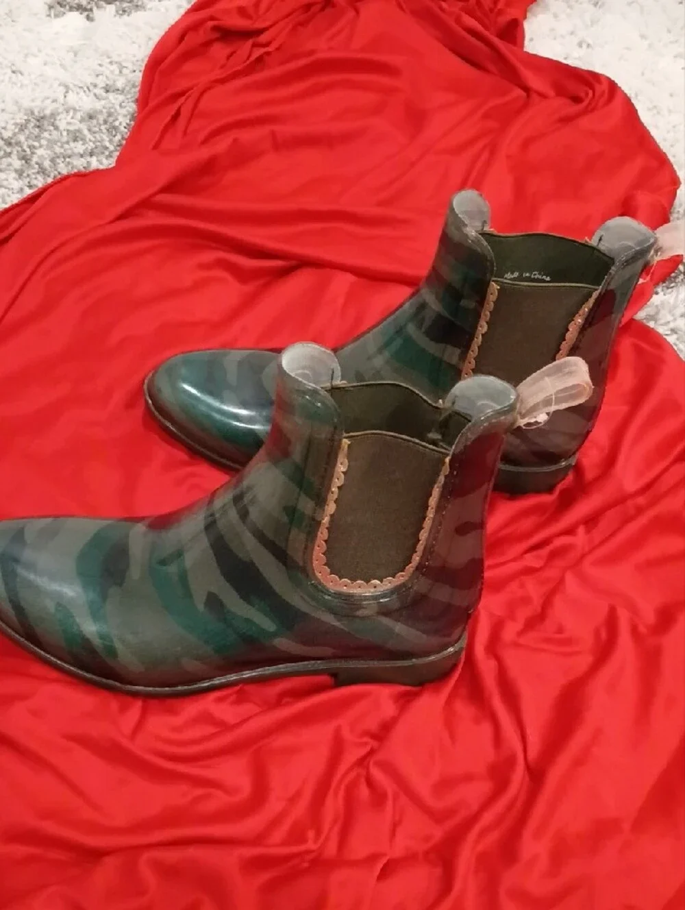 Jack Rogers Glossy Green Camo Chelsea Booties